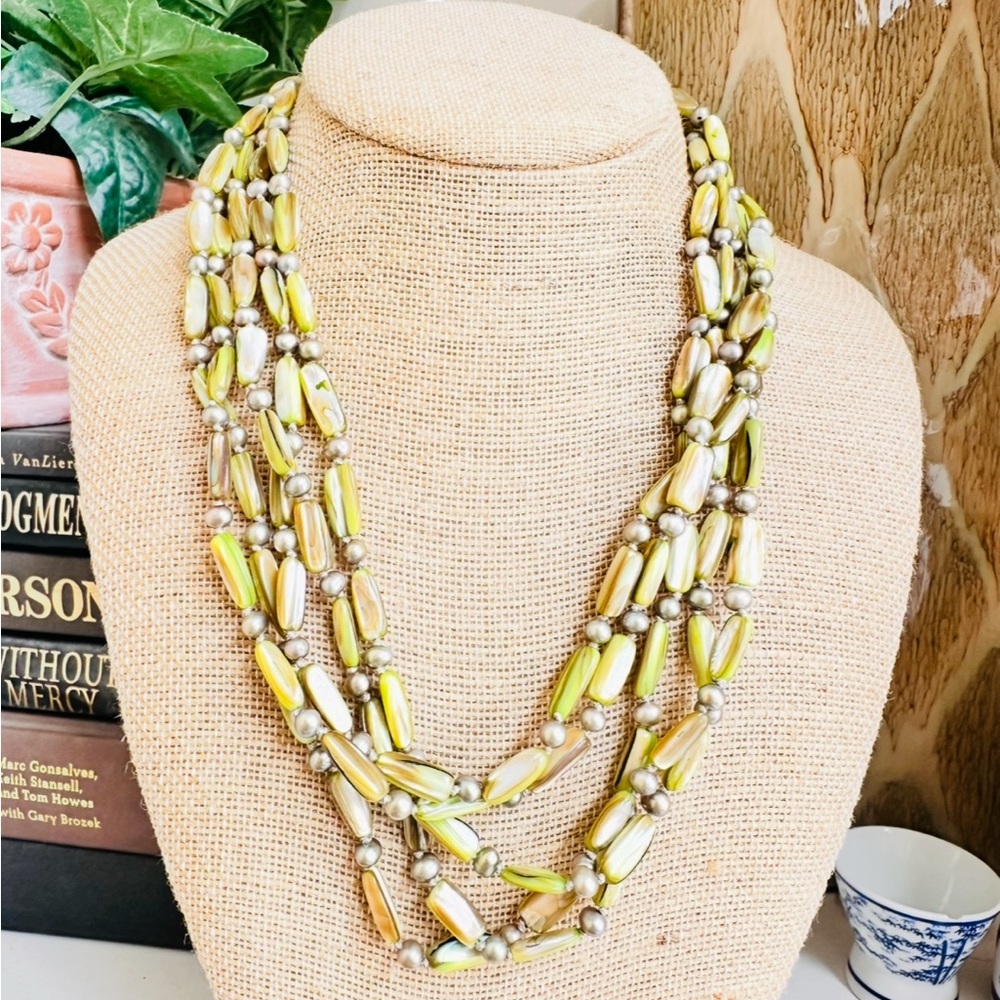 Monet Green and Silver Multi-Strand Necklace